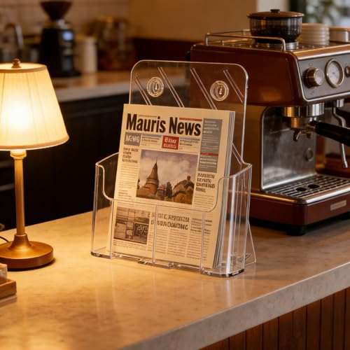Gawerk 2 Pack Acrylic Brochure Holder 8.5 x 11 inches for Desk or Wall Mount, Clear Flyer Display Stand Plastic Table Stand Sign Literature Holder for Magazines, Menus, Pamphlets, Booklets, Documents