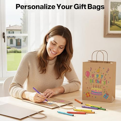 Simple Deluxe Value Pack of 150 Kraft Paper Bags with Handles (10x5x13 Inch) - Made in USA from 90GSM 100% Recycled Paper for Retail, Bulk Savings for Retail, Stores & Gift Packaging - size: 1 Count (Pack of 150)