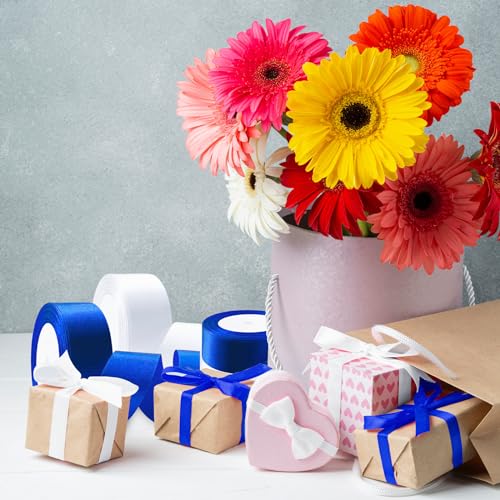 Flezoo 25 Yards 1-1/2" White Satin Ribbon for Crafts Gift Wrapping Wedding - color: White