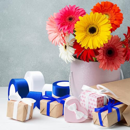 Flezoo 25 Yards 1-1/2" White Satin Ribbon for Crafts Gift Wrapping Wedding - color: White