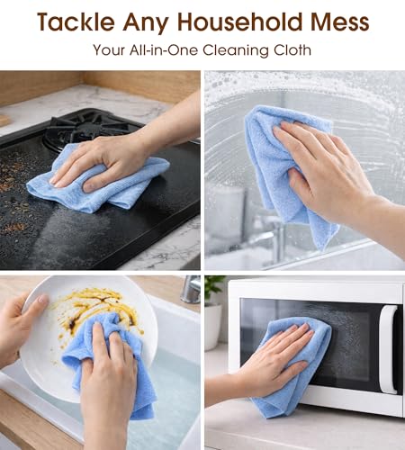 KitchLife Microfiber Cleaning Cloth Roll, 100 Pack - Tear-Away Microfiber Paper Towels, Lint-Free, Reusable, Washable for Kitchen, Car, Dishes, and Sensitive Surfaces (Blue) - color: Blue, size: 100 Pack