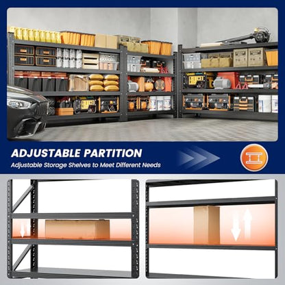 Yizosh 48" W Metal Garage Storage Shelves,Heavy Duty Adjustable Steel Organization Shelving,Utility Rack Shelf,48" W x 24" D x 69" H for Basement,Warehouse,Industrial - size: 48"Wx24"Dx69"H