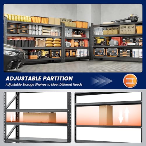 Yizosh 60" W Metal Garage Storage Shelves,8000LBS Heavy Duty 4-Shelf Adjustable Steel Organization Shelving,Utility Rack Shelf,60" W x 24" D x 70" H for Basement,Warehouse,Industrial - size: 60"Wx24"Dx70"H