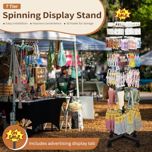 Flenpptly Retail Display Stand, 7-Tier Rotating Display Rack, Black - color: 7-Tier Black