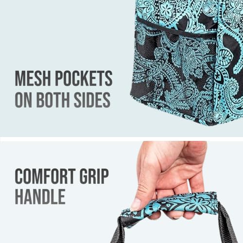 Extra Large Utility Tote Bag - Oversized Collapsible Beach Bag - Paisley Blue - color: Paisley Blue