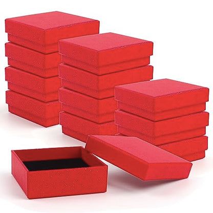 Gift Box Necklace Earring Ring Box Gift Box,12 Pieces Square Cardboard Jewelry Gift Boxes,Cotton Filled Cardboard Paper Jewelry Box Gift Case (3.5x3.5x1.25 Inches) (Red) - color: Red
