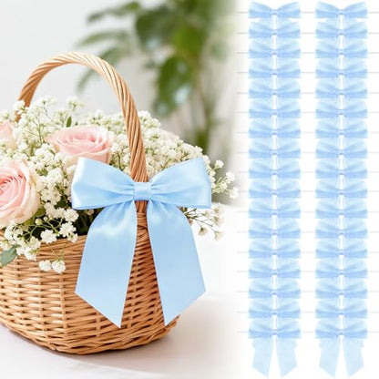 4.5" Baby Blue Satin Ribbon Bows (30 Packs) - color: Baby Blue, size: 4.5 Inch - 30pcs