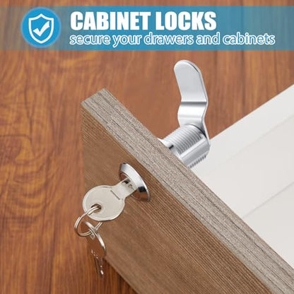 Kenning 24 Sets 1-1/8'' Fits on 0.9'' Max Cabinet Locks with Keys for Secure Drawer Mailbox Rv Storage Box Replacement Lock, Zinc Alloy - size: 1-1/8 Inch