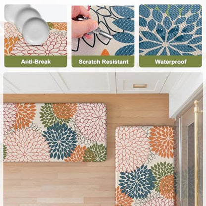 KIMODE Kitchen Rugs and Mats Cushioned Anti Fatigue 2PCS Standing Mat - color: Colorful, size: 17.3" x 59 "+ 17.3" x 29 "--0.47 inches