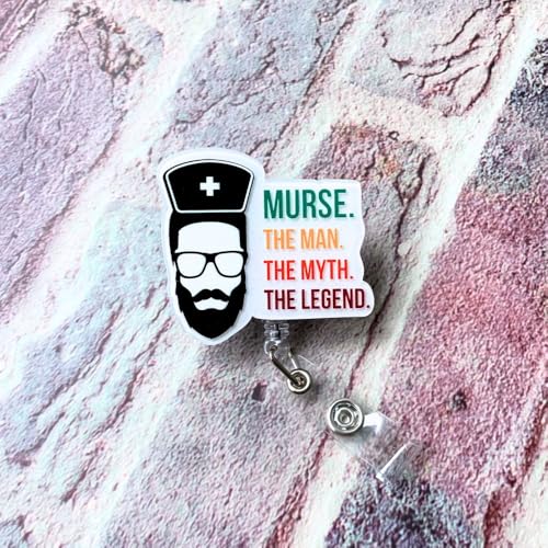 Murse Badge Reel Male Men Nurse Badge Reel ID Retractable Holder Alligator Clip Lanyard Nursing Nurses Reels Gift Funny Doctor Students Graduation Appreciation Supplies Week Accessories Office Gifts - style: Murse
