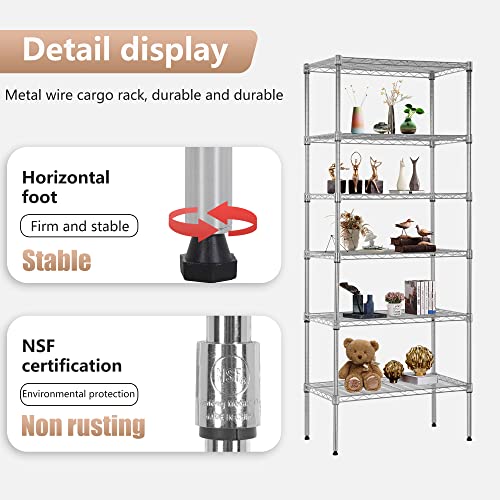FDW | 6-Tier Wire Shelf | 23" x 13" x 59" | Chrome - color: Chrome, size: 23×13×59