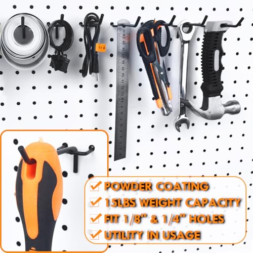 Pegboard Hooks Accessories 62pcs Metal Peg Board Tool Hangers (Black) - color: Black