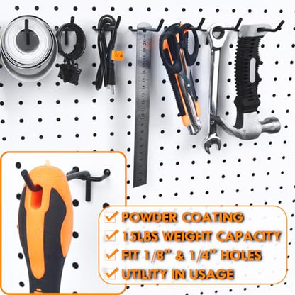 Pegboard Hooks Accessories 62pcs Metal Peg Board Tool Hangers (Black) - color: Black