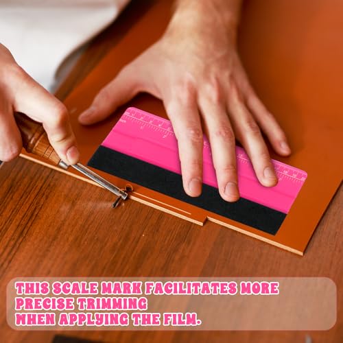 Professional Large Squeegee for Vinyl, Decals, Sticker Paper, Wallpaper, Big Size Wallpaper Smoothing Tool Squeegee with Ruler for Sign Making Graphic Window Tint Film(Pink, 8inch)