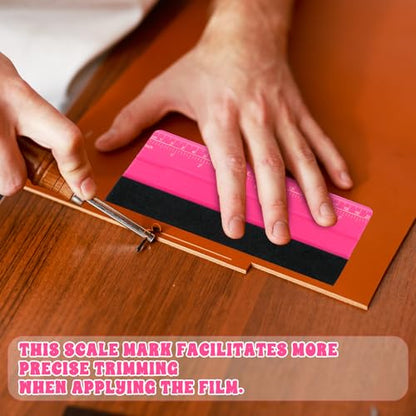 Professional Large Squeegee for Vinyl, Decals, Sticker Paper, Wallpaper, Big Size Wallpaper Smoothing Tool Squeegee with Ruler for Sign Making Graphic Window Tint Film(Pink, 8inch)