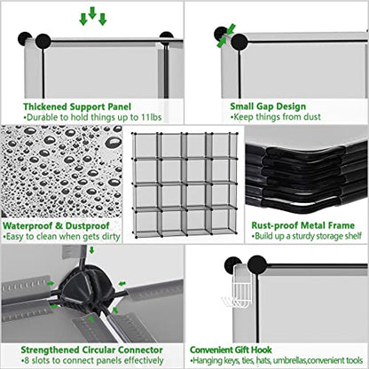 C&AHOME 16 Cube Storage Organizer Cube Shelves Units Storage Cubes, Grey - color: Grey