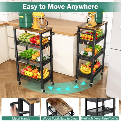 Vivihomety 4-Tier Laundry Utility Rolling Cart with Wheels, Metal - color: Black, size: 8.1 inch wide