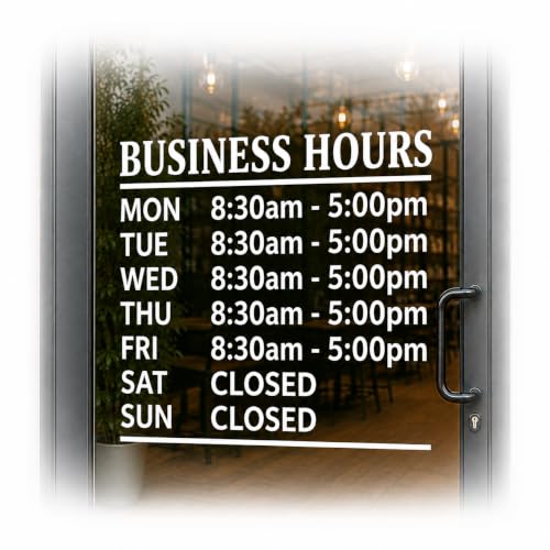 Custom Business Hours Signs - Window Decals for Store Hours, Office & Retail