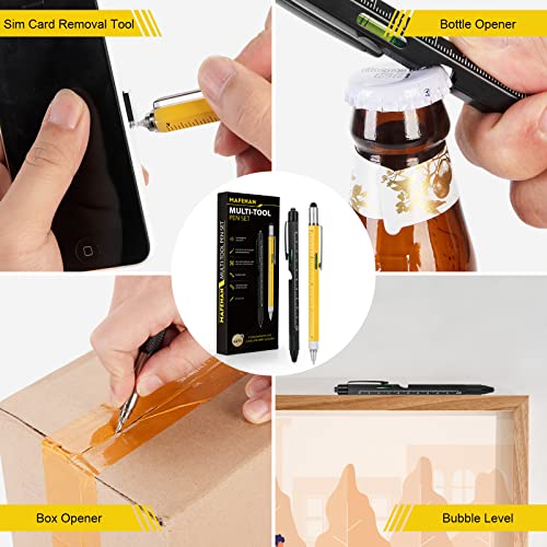 MAFEHAN 10-in-1 Multitool Pen Set, Gifts for Men Dad Husband Grandpa - color: Black&yellow