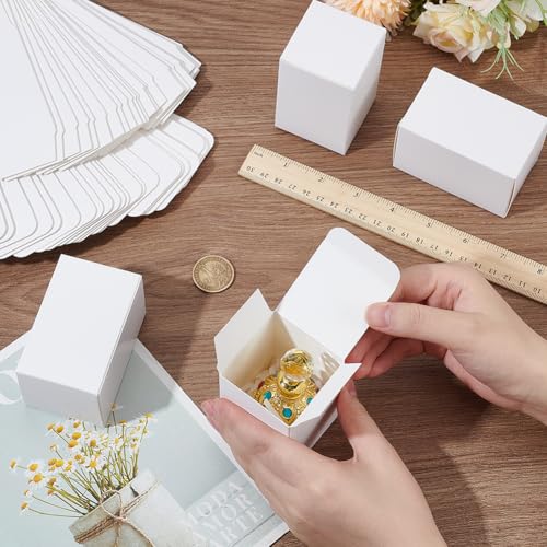 PH PandaHall 30pcs 2x2x3 inch Paper Essential Oil Packing Box, Small Packing Boxes Kraft Paperboard Gift Box Packaging Cases Gift Wrapping Boxes for Glass Dropper Bottles Diffuser Bottles, White - color: White