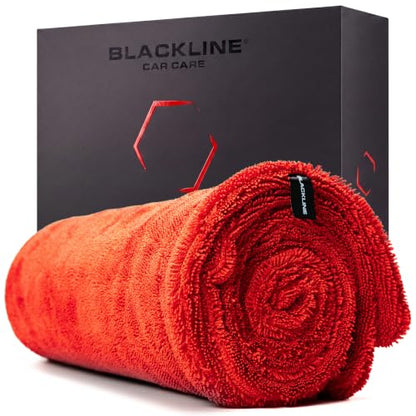 Blackline Microfiber Car Drying Towel 24"x36", 1300GSM Twisted Loop - color: Crimson