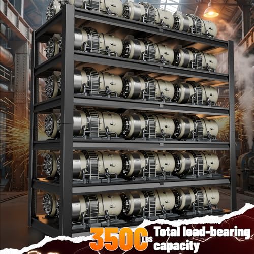 REIBII 84.1" H Garage Shelving, 3500LBS Storage Shelves Heavy Duty, Adjustable 6-Tier Metal Shelving for Commercial, Warehouse, Basement, Garage,Shop, 55.1" W x 25.8" D x 84.1" H - size: 6-Tier, 55.1"W x 25.8"D x 84.1"H