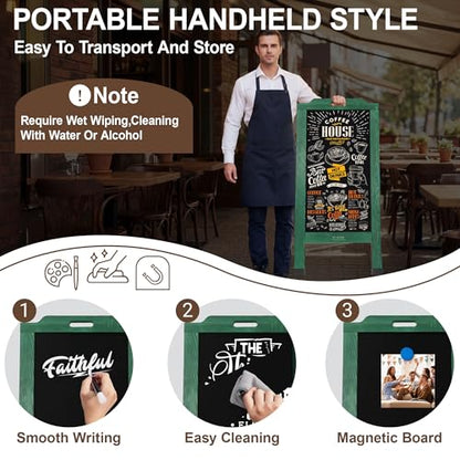 Magnetic Portable A-Frame Chalkboard Signs, 40" × 20", Green - color: A-portable-green