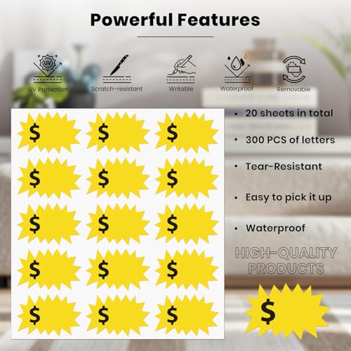 Sale Price Stickers Yellow 3 x 2 Inch Vinyl Writable Labels 600 PCS - color: Yellow
