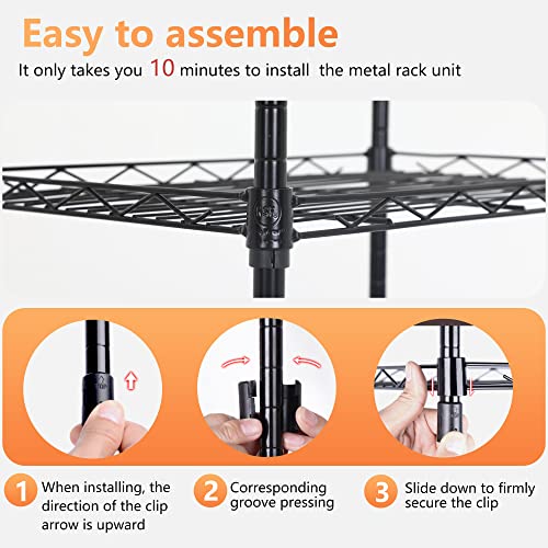 FDW | 6-Tier Wire Shelf | 17" x 12" x 64" | Black - color: Black, size: 17×12×64