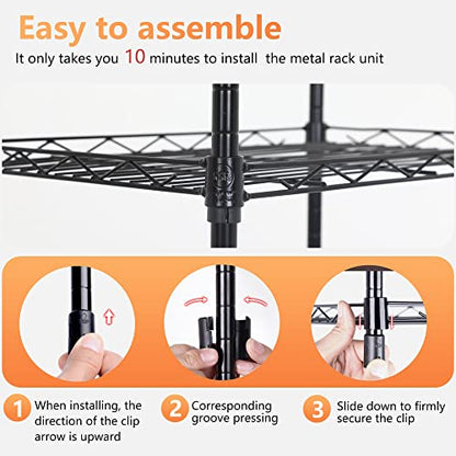 FDW | 6-Tier Wire Shelf | 17" x 12" x 64" | Black - color: Black, size: 17×12×64