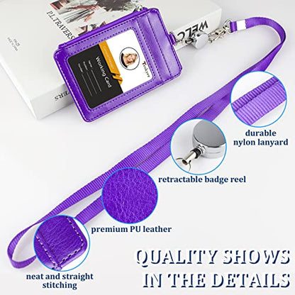 Teskyer ID Badge Holder with Retractable Lanyard, Lanyard Wallet, Purple - color: Purple #02, size: 3.1" x 4.7"