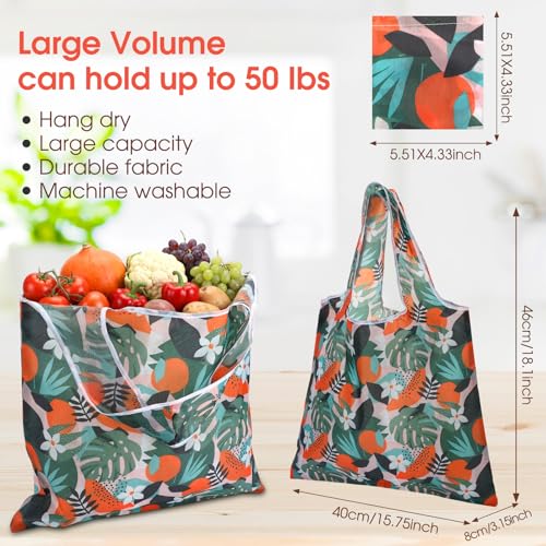 Eccliy 24 Pcs Reusable Grocery Bags Shopping Bags Foldable, Plants Style - style: Plants Style