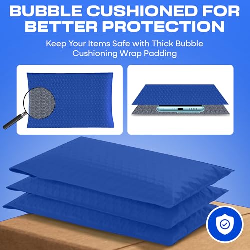 Royal Blue Bubble Mailers 4x8, Poly Padded Envelopes #000, 500 Pack - color: Royal Blue, size: 4"x8" / 500 Pack