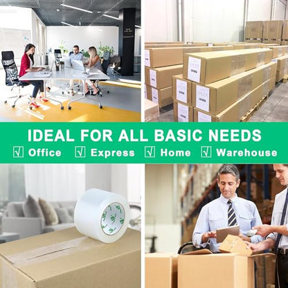 BOMEI PACK 3Inch Wide Clear Silent Packing Tape, 6Rolls 2.4Mil X 110Yds Heavy Duty No Noise Quiet Tape 3” for Moving, Shipping, Mailing, Storage and Packaging - size: 3inch x 110yds