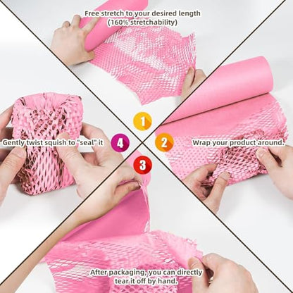 Honeycomb Packing Paper, Pink 10" x 450'' Packing Paper, Wrapping for Moving Shipping Packaging, Recyclable Moving Supplies (pink, 10" x 450'') - color: pink, size: 10" x 450"