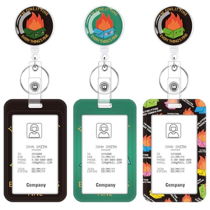 3 Pack Dumpster Fire Badge Holder with Retractable Reel, Vertical Id Case - color: Fire Dumpster