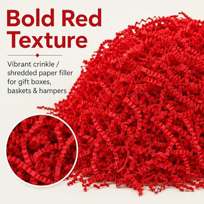 STRBOXONG Red Crinkle Paper Filler 1 LB, Recyclable Crinkle Cut Paper Shred for Gift Baskets, Gift Boxes, Gift Bags, Valentine Gifts, Christmas Party Favors, Birthday and Holiday Packaging - color: Red