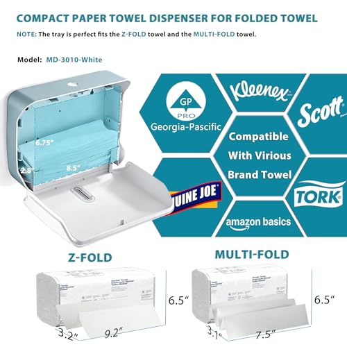 modunful Folded Paper Towel Dispenser Wall Mount No Drill White Keylock - color: D-13 White