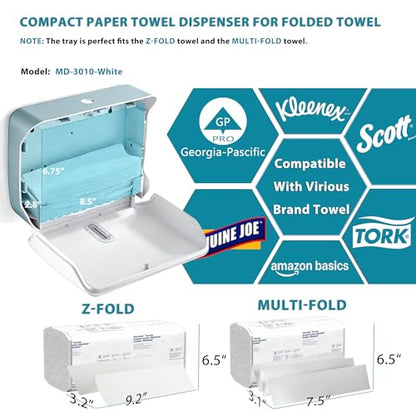 modunful Folded Paper Towel Dispenser Wall Mount No Drill White Keylock - color: D-13 White