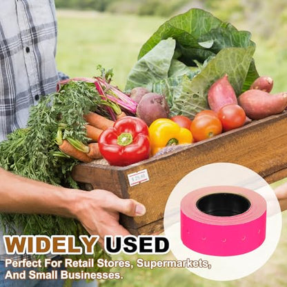 PATIKIL Pricing Labels Price Gun Labels Self-Adhesive 10 Rolls 5000pcs - color: Rose Red