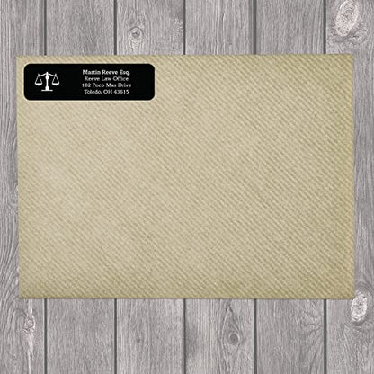 Legal Professional Lawyer Rolled Address Label/Roll of 500 Black Legal Esquire Symbol Personalized Address Labels/Designer Return Address Stickers in Elegant Plastic Dispenser - size: 500 Labels, style: Legal Professional Lawyer