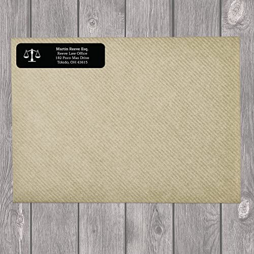 Legal Professional Lawyer Rolled Address Label/Roll of 250 Black Legal Esquire Symbol Personalized Address Labels/Designer Return Address Stickers in Elegant Plastic Dispenser - size: 250 Labels, style: Legal Professional Lawyer
