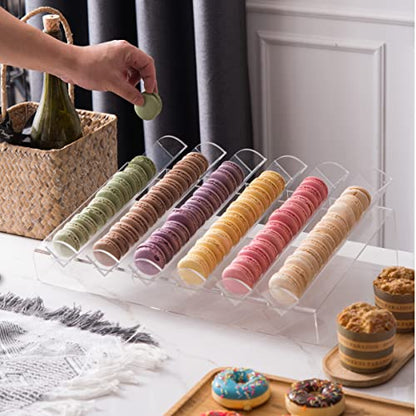 Acrylic Macaron Display Tray, Macaron Stand Cookie Display Stand with 6 Slots……