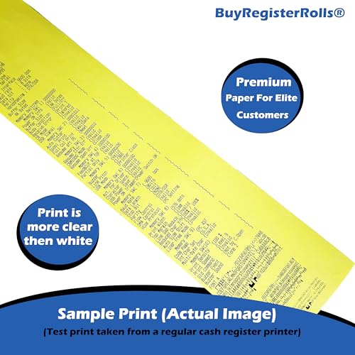 (500 Rolls) 3 1/8 x 230 Yellow Thermal Paper Receipt Rolls (55 GSM Paper Thickness) fits all Clover POS Cash Register Printers from BuyRegisterRolls - size: Pack of 500, style: Yellow Thermal