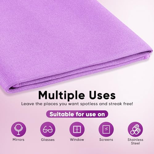 HOMEXCEL Glass Cleaning Cloths 6PK, Streak Free Towel for Windows, 14x16in - color: Purple, size: 14 x 16 Inch