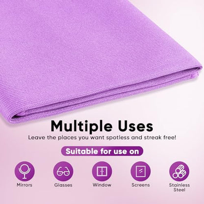 HOMEXCEL Glass Cleaning Cloths 6PK, Streak Free Towel for Windows, 14x16in - color: Purple, size: 14 x 16 Inch
