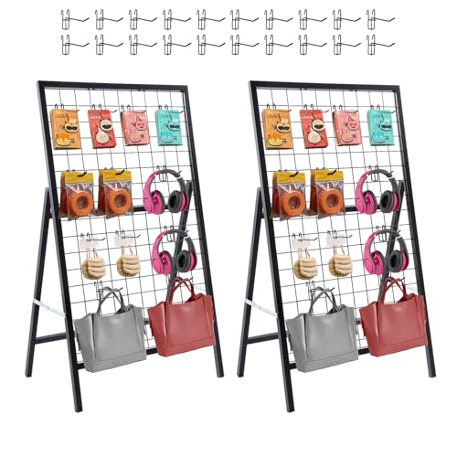 Eastern Tree Metal Grid Wall Panels, Black Wire Grid Panel, Gridwall Display Stand, Heavy Duty Gridwall Panels for Retail Display and Advent- 2 Packs - size: 2packs 1 Side