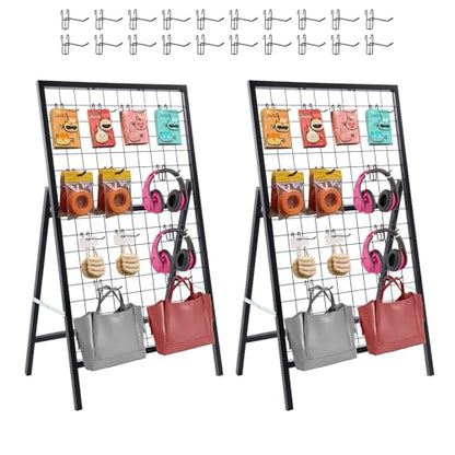 Eastern Tree Metal Grid Wall Panels, Black Wire Grid Panel, Gridwall Display Stand, Heavy Duty Gridwall Panels for Retail Display and Advent- 2 Packs - size: 2packs 1 Side
