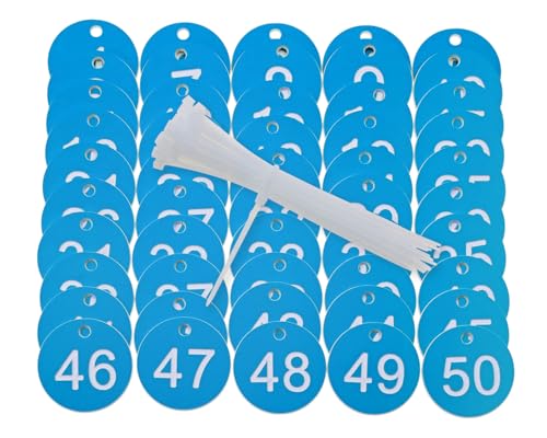 ONLYKXY Plastic Number Tag 1-50 Numbered Marking Identification Hang Tags Luggage Labels ID Tag with Rings for Organized Coded Key Box Cabinet Plant Coding Tag (Light Blue) - color: Light Blue