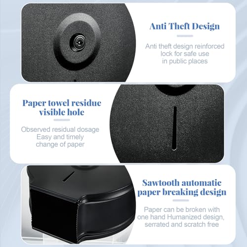 Mifoci 2 Pcs Industrial Toilet Paper Holder Commercial Roll Dispenser Wall Mount Stainless Steel Jumbo Tissue Dispenser Fits 9" Roll Toilet Paper for Office Home Public Places (Black) - color: Black